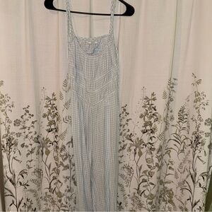 Anthro Blue and White Gingham Jumpsuit